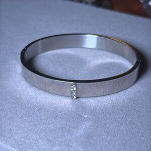 Vintage JCM Stainless Steel Bracelet with 3 encrusted diamonds!